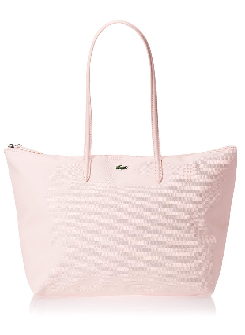 Lacoste bag Women's L12.12 Concept Fashion Versatile Large Capacity Large Size Zipper Handheld Shoulder Bag Tote Bag Large Pink 45cm * 30cm * 12cm