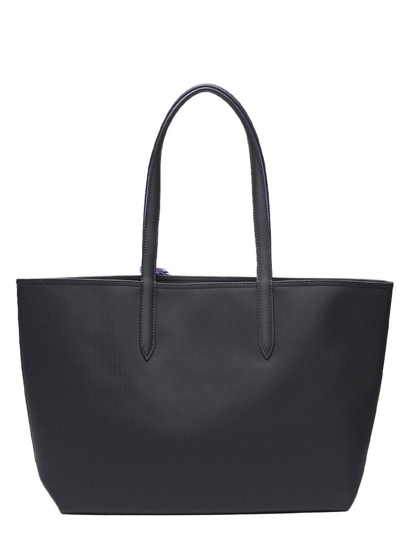Lacoste Women's Double sided Two tone Large Capacity Handbag, Fashionable Multi functional, Black and Purple