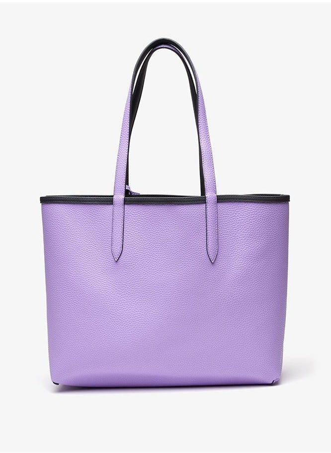 Lacoste Women's Double sided Two tone Large Capacity Handbag, Fashionable Multi functional, Black and Purple