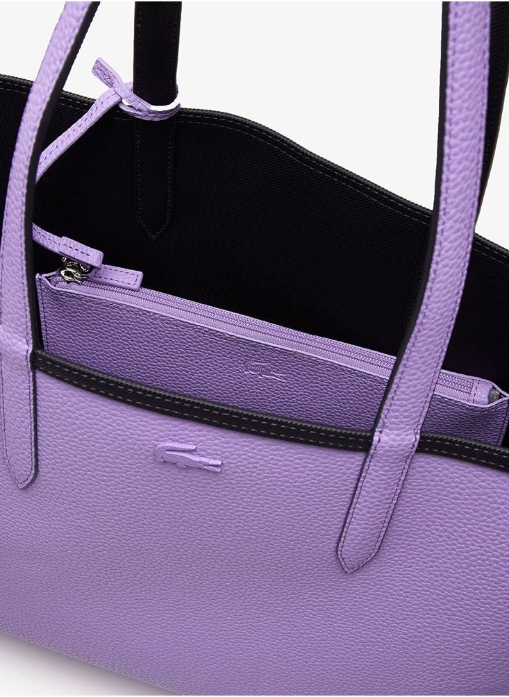 Lacoste Women's Double sided Two tone Large Capacity Handbag, Fashionable Multi functional, Black and Purple