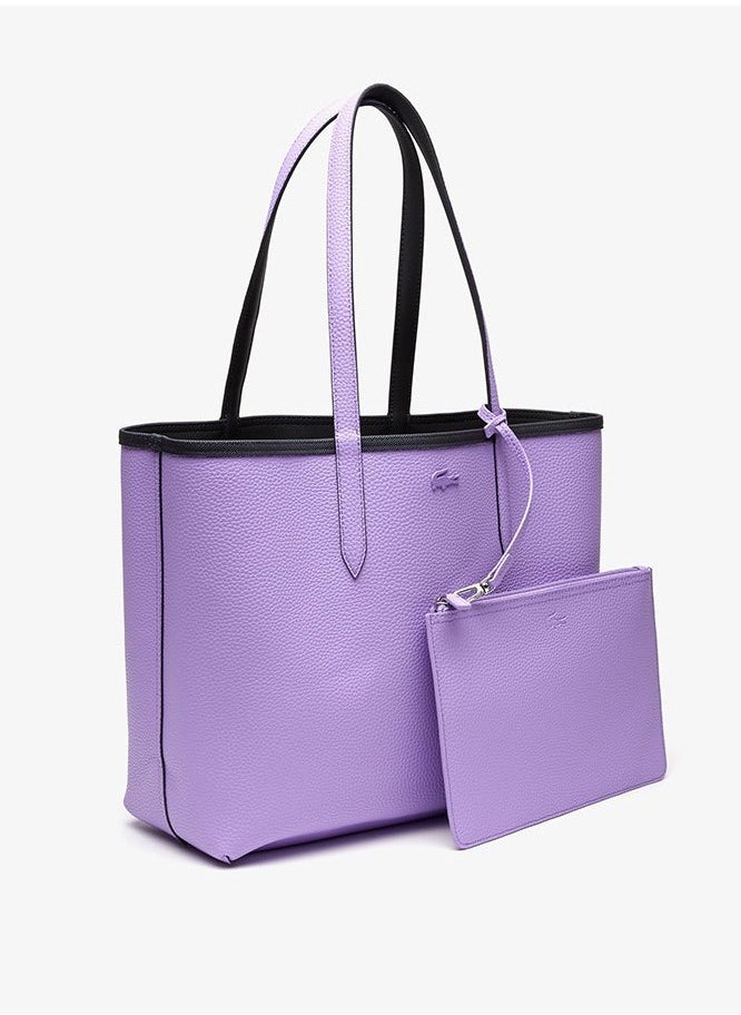 Lacoste Women's Double sided Two tone Large Capacity Handbag, Fashionable Multi functional, Black and Purple