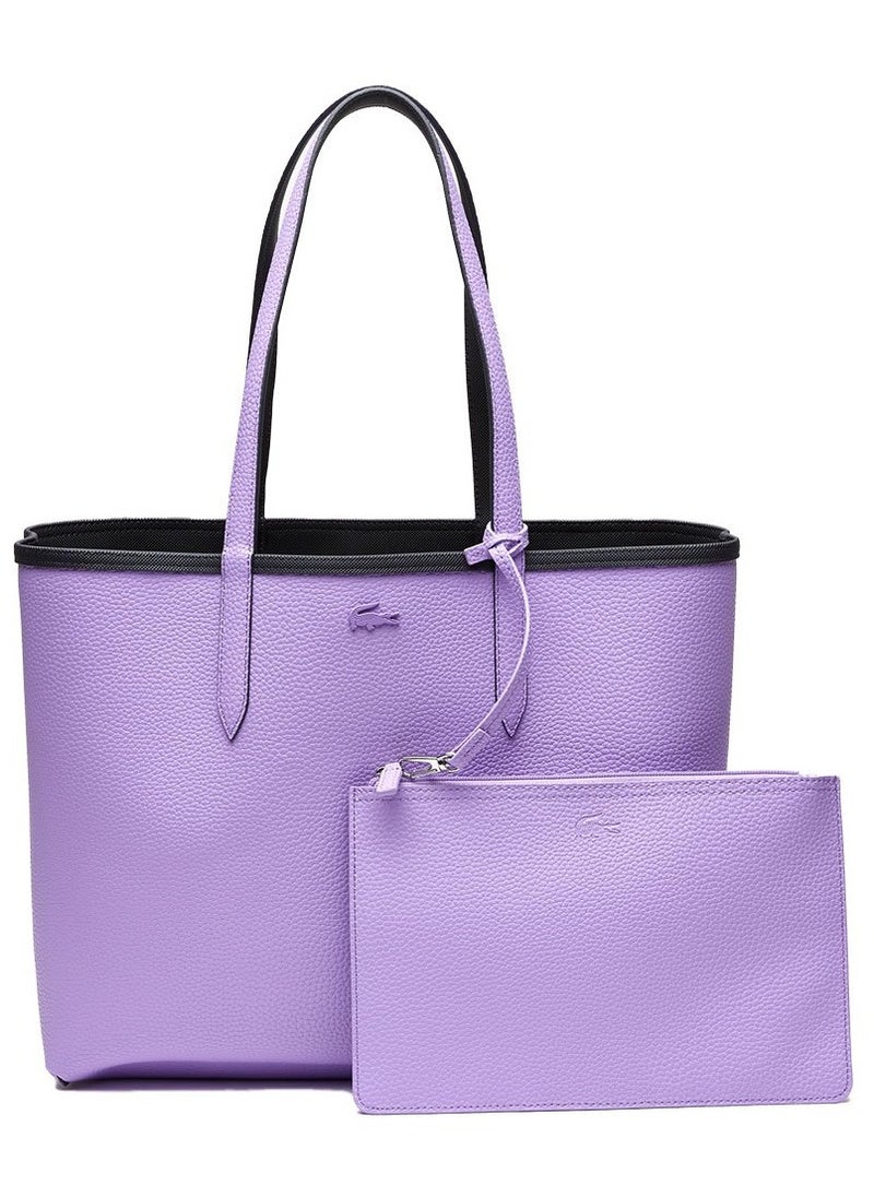 Lacoste Women's Double sided Two tone Large Capacity Handbag, Fashionable Multi functional, Black and Purple