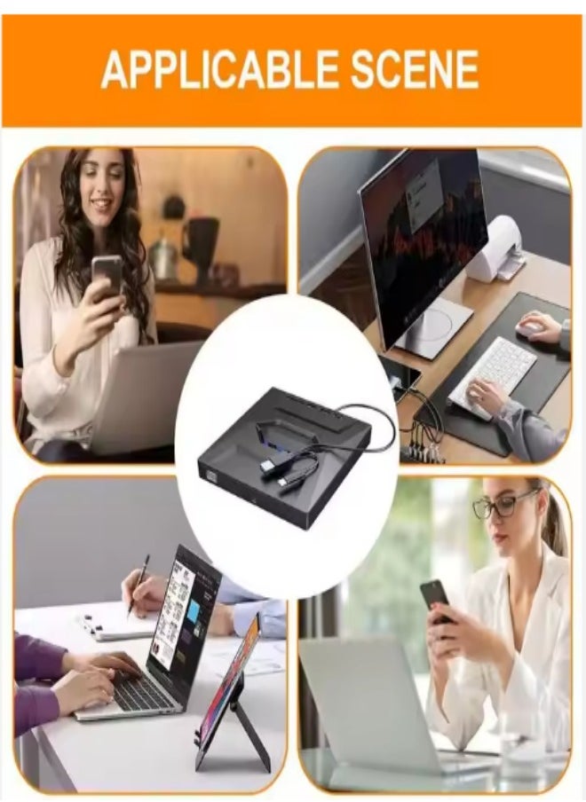 External DVD drive, USB portable CD player, burner, reader/writer, with Type C interface and USB interface, SD card expansion interface and power interface, suitable for laptops and desktop computers, can read videos, music, etc, black