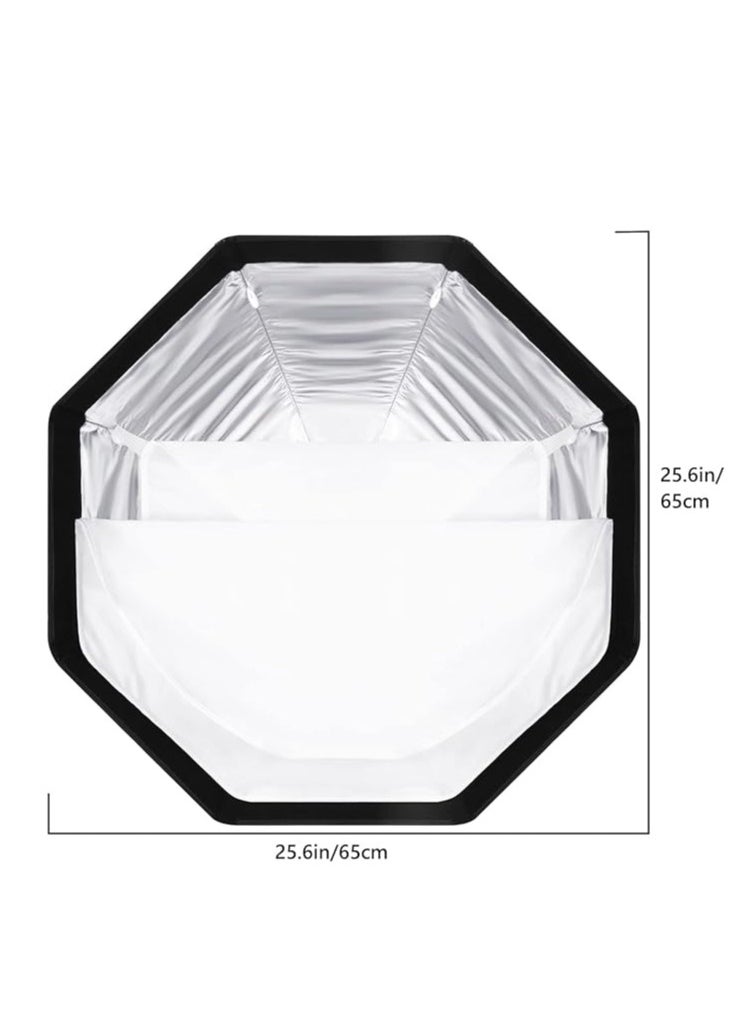 Neewer SF-RP26 26″/65 cm Quick-Release Octagonal Softbox with Carry Bag – High-Reflective Silver Interior for Speedlite, Strobe & LED Studio Photography