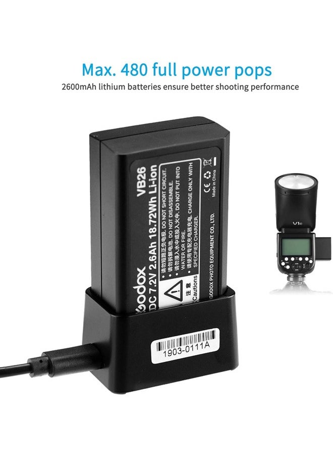 GODOX V1 V1-S Round Head Camera Flash for Sony, 2.4G TTL Sony Flash Speedlite, 1/8000 HSS Speedlight for Sony, Rechargeable Li-ion Battery, 480 Full Power Shots, 10 Level LED Modeling Lamp