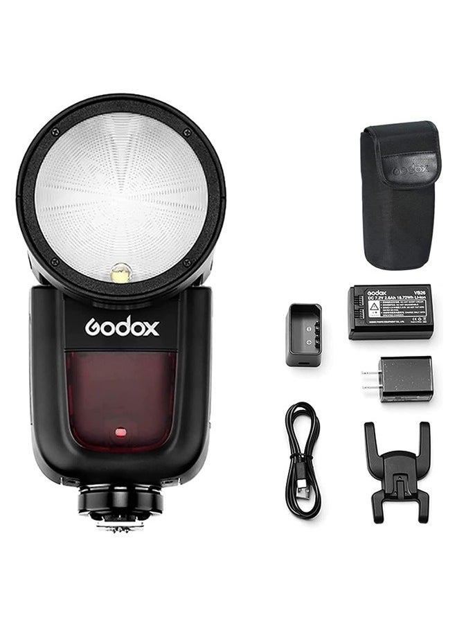GODOX V1 V1-S Round Head Camera Flash for Sony, 2.4G TTL Sony Flash Speedlite, 1/8000 HSS Speedlight for Sony, Rechargeable Li-ion Battery, 480 Full Power Shots, 10 Level LED Modeling Lamp
