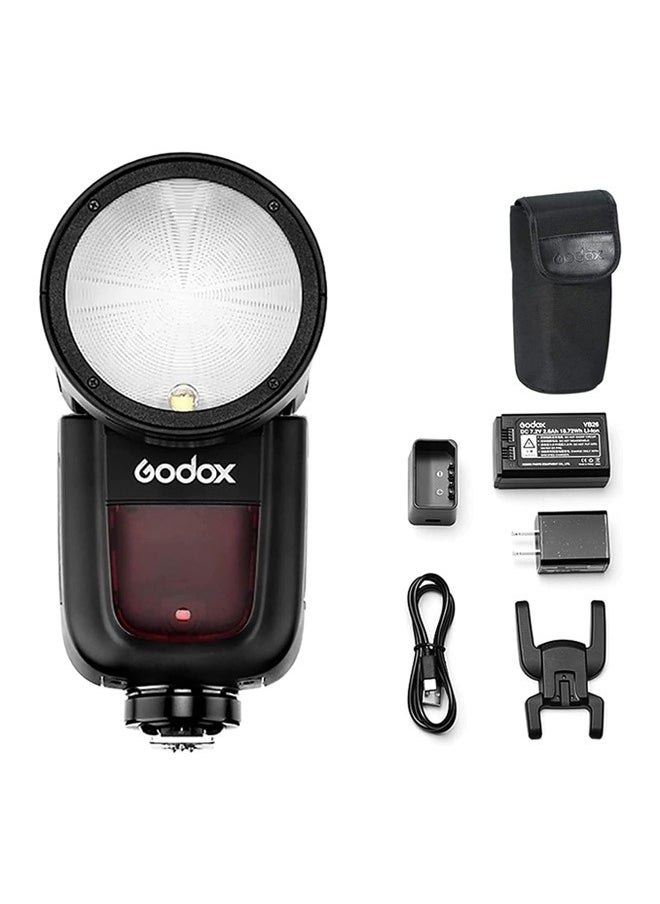 Godox V1 V1-N V1N Round Head Camera Flash for Nikon Flash Speedlight Speedlite Light,76Ws 2.4G 1/8000 HSS,480 Full Power Shots,1.5s Recycle Time,2600mAh Li-ion Battery,10 Levels LED Modeling Lamp