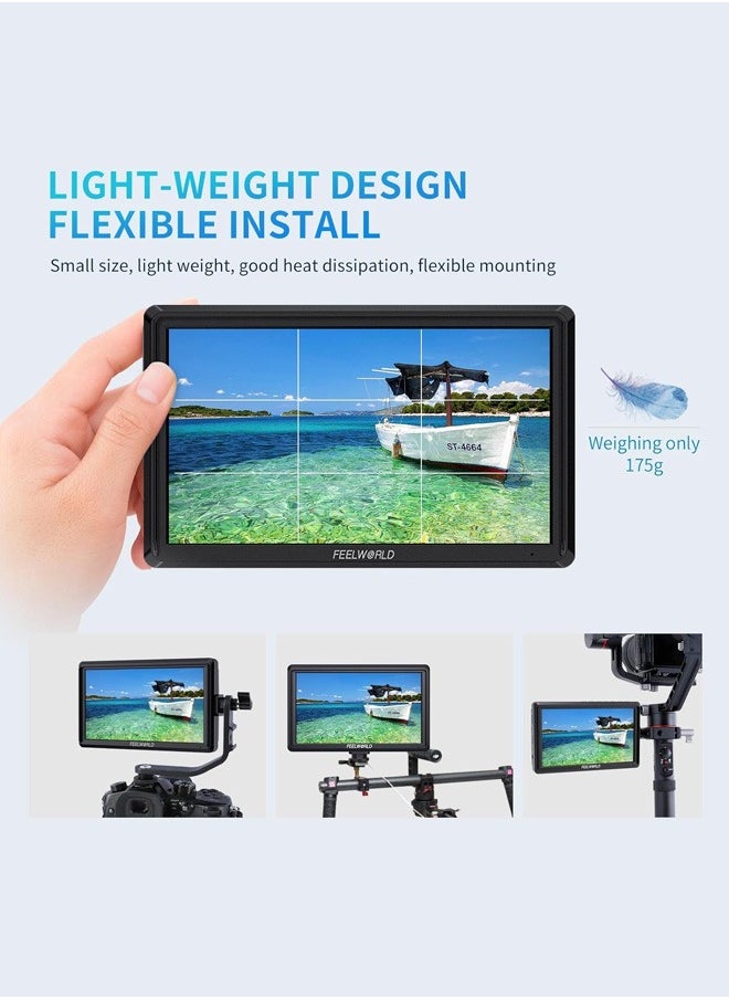 FEELWORLD FW568 V3 6 inch DSLR Camera Field Monitor with Waveform LUTs Video Peaking Focus Assist 1920x1080 IPS with 4K HDMI 8.4V DC Input Output