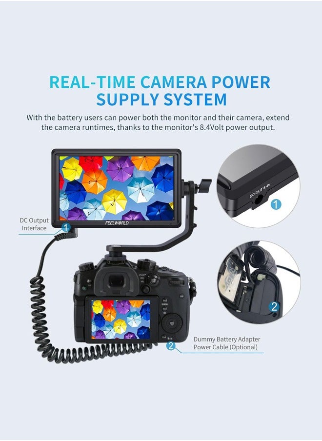 FEELWORLD FW568 V3 6 inch DSLR Camera Field Monitor with Waveform LUTs Video Peaking Focus Assist 1920x1080 IPS with 4K HDMI 8.4V DC Input Output