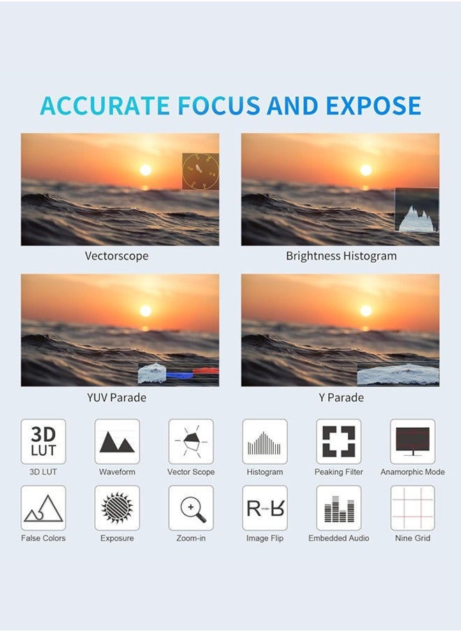 FEELWORLD FW568 V3 6 inch DSLR Camera Field Monitor with Waveform LUTs Video Peaking Focus Assist 1920x1080 IPS with 4K HDMI 8.4V DC Input Output