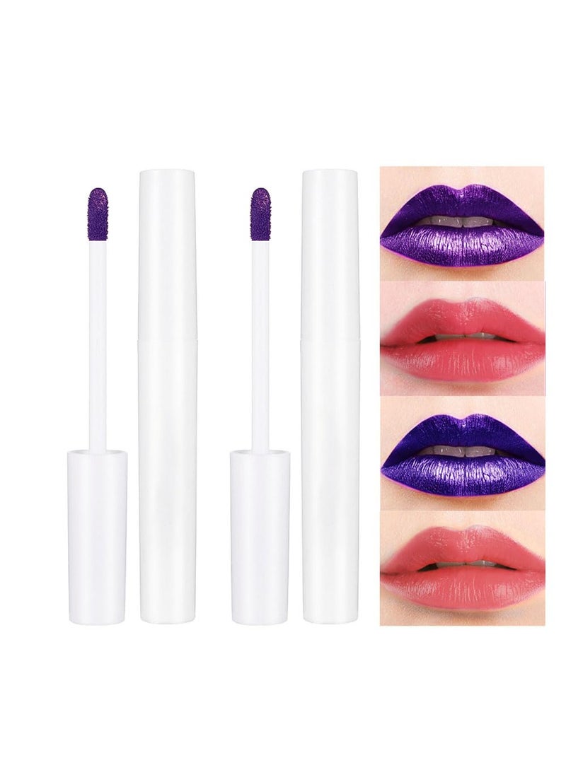 2Pcs Lip Stain Peel Off Kit,Matte Magic Lip Stain Tint Long Lasting Lip Gloss Sets Peel Off Colored Colors,Nonstick Cup Tear-off Peel Off Lipsticks Makeup for Women Girls