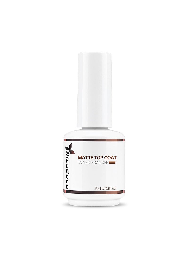 Hema Free Gel No Wipe Matte Top Coat 15ml Soak Off Cruelty Free Vegan Matte Finish Long Lasting Gel Nail Polish for DIY Home Nail Salon