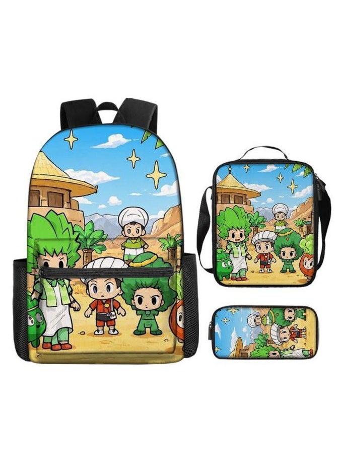 Cartoon three-piece schoolbag with zipper - 1195