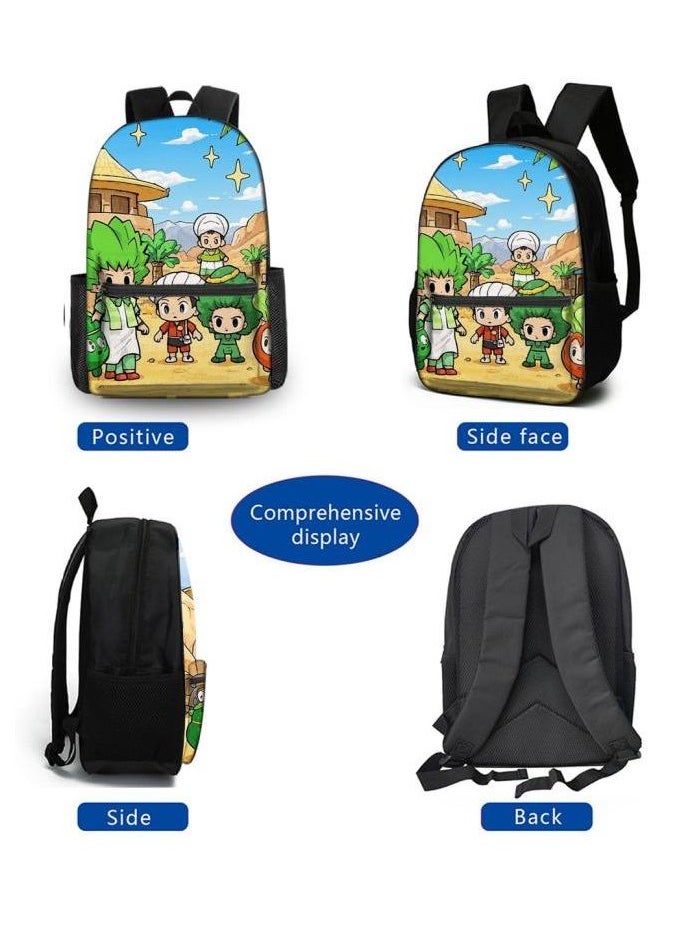 Cartoon three-piece schoolbag with zipper - 1195
