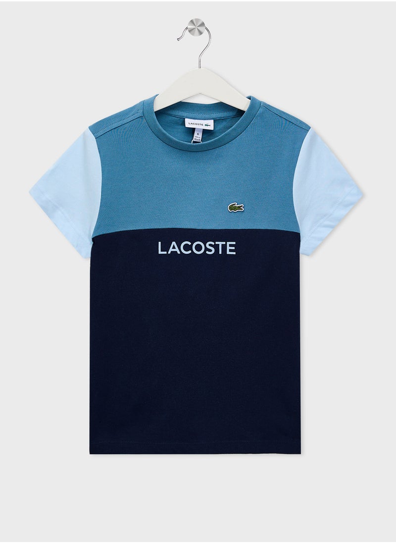 Kids Colour Block Crew Neck T-Shirt