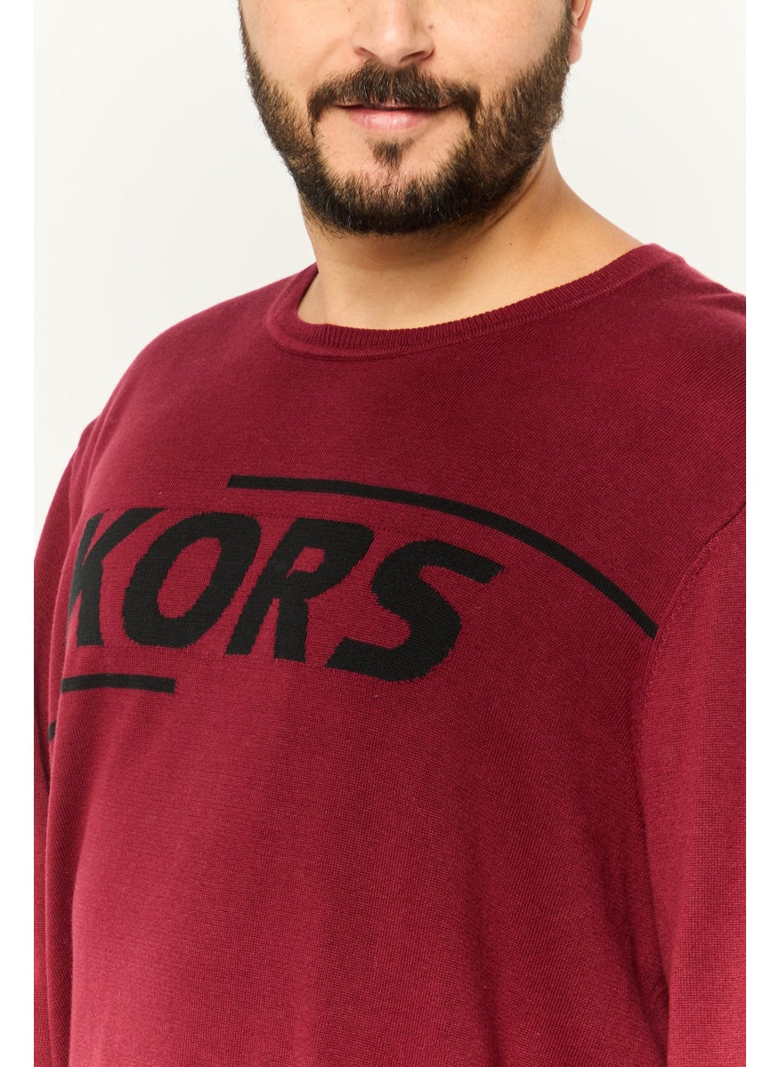 Men Crew Neck Long Sleeve Brand Logo Sweatshirt, Maroon