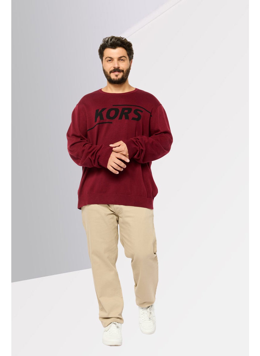 Men Crew Neck Long Sleeve Brand Logo Sweatshirt, Maroon