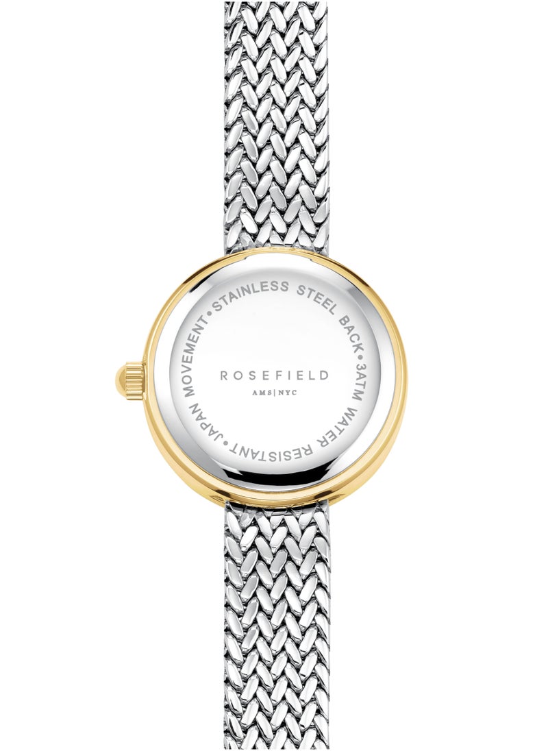 Mini Small Edit White Dial Crystal Duotone Woven Mesh Strap