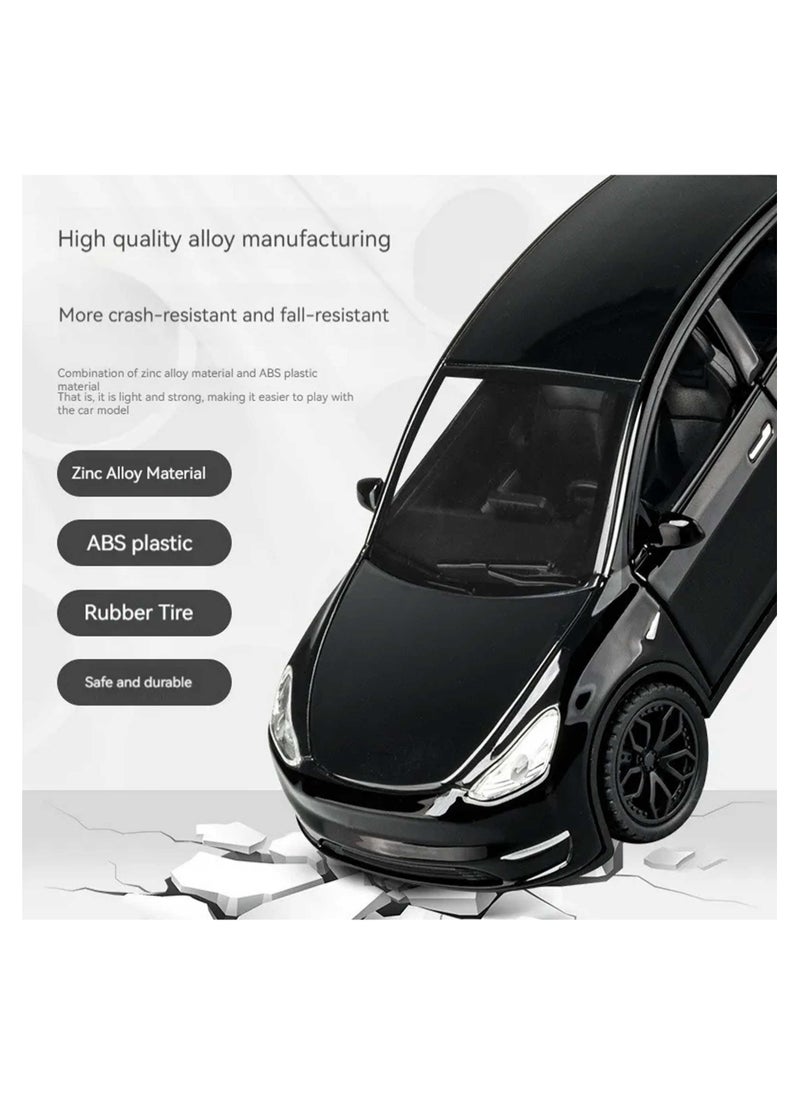 1:24 Scale Model S Die-Cast Car – Silver with Alloy Body & Return Function