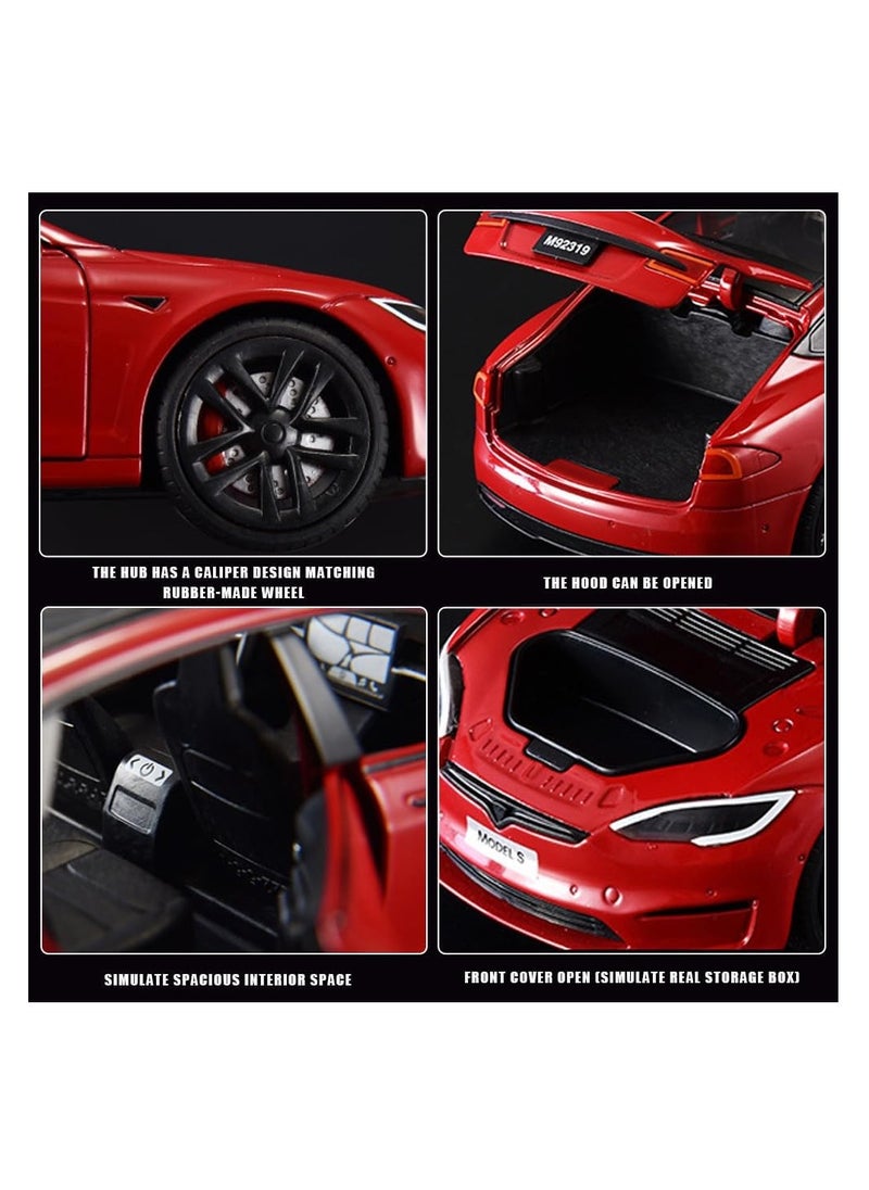 1:24 Scale Model S Die-Cast Car – Silver with Alloy Body & Return Function
