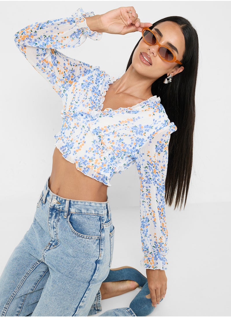 V Neck Floral Blouse