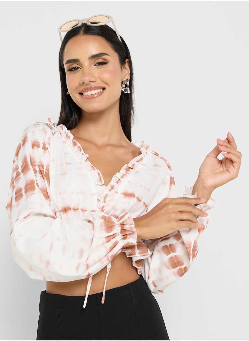 Tie Dye Ruched Crop Top