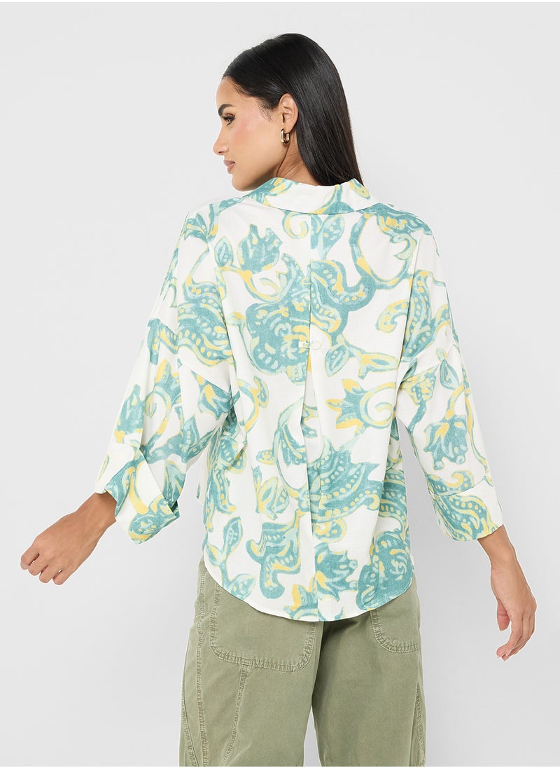 Floral Oversize Button Down Shirt