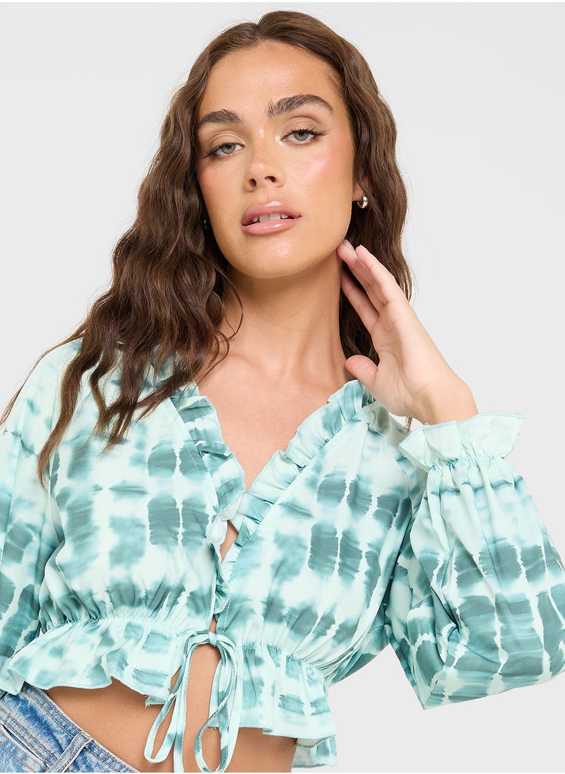 Tie Dye Ruched Crop Top