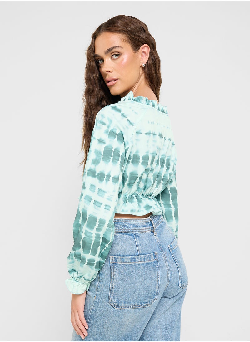 Tie Dye Ruched Crop Top