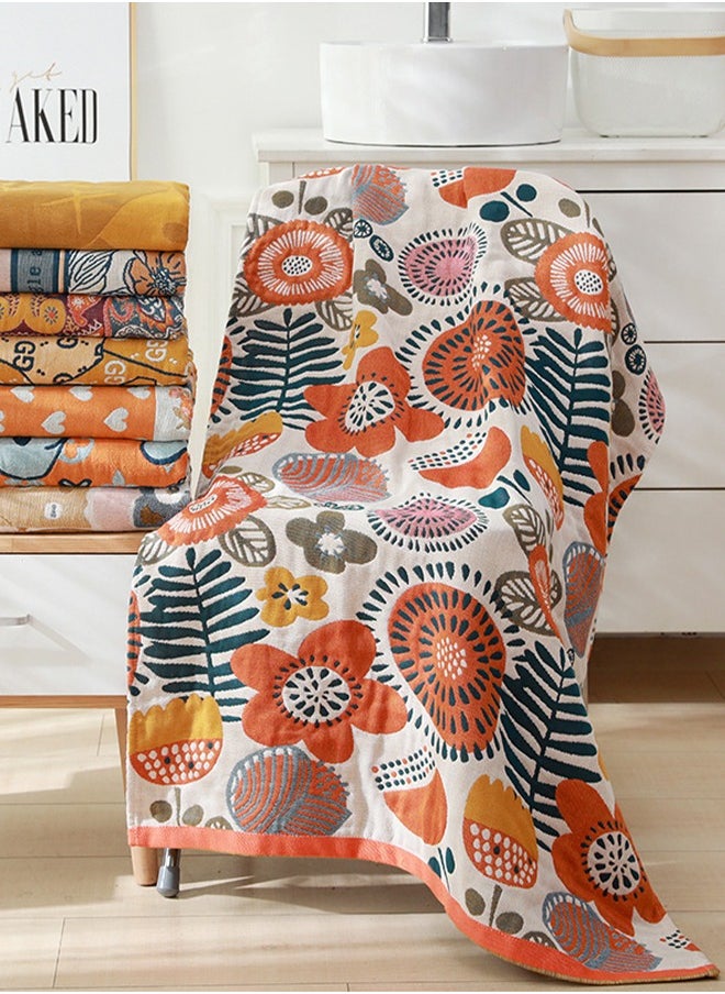 Bath Towel Oversized Adult Cotton Bath Towel Bohemian-inspired Style, 4-Layered Softness, Minimal Shedding, Quick Absorption u0026 Fast Drying, Wrapping Capability, Double Sided Pattern 80*160cm