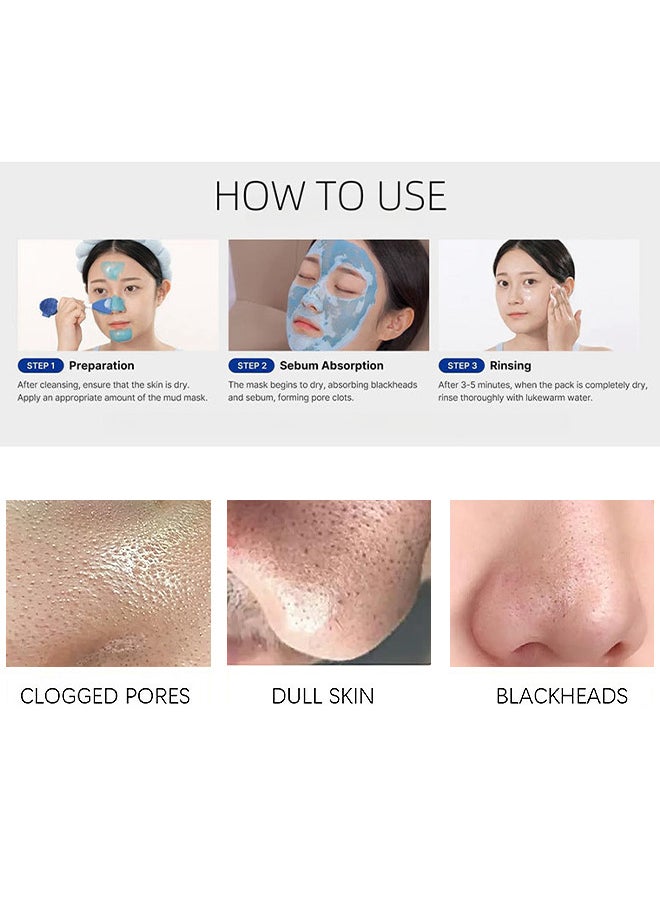 Zero Pore Blackhead Mud Facial Mask, Skin Cooling And Pore Tightening, 3 Minute Quick Dry Formula With AHA, BHA, PHA, And Pore-Purifying Clay, Korean Face Mask 100G / 3.52 OZ