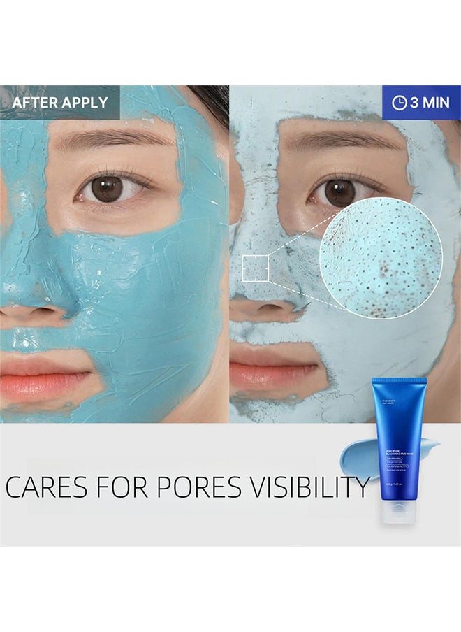Zero Pore Blackhead Mud Facial Mask, Skin Cooling And Pore Tightening, 3 Minute Quick Dry Formula With AHA, BHA, PHA, And Pore-Purifying Clay, Korean Face Mask 100G / 3.52 OZ