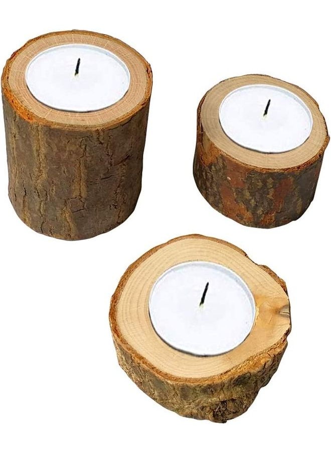 3-Piece Tree Tealights Candlestick Holder Brown One Size