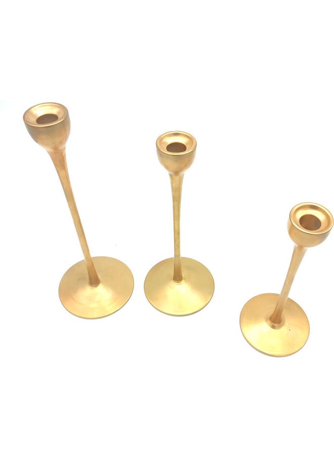3-Piece Candle Holder Set Gold 33x30x25cm