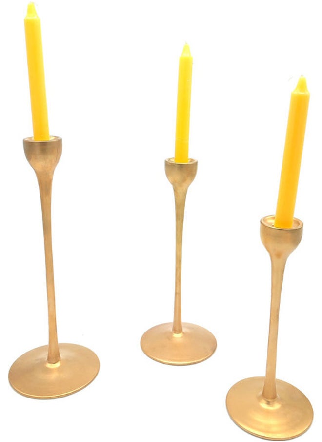 3-Piece Candle Holder Set Gold 33x30x25cm