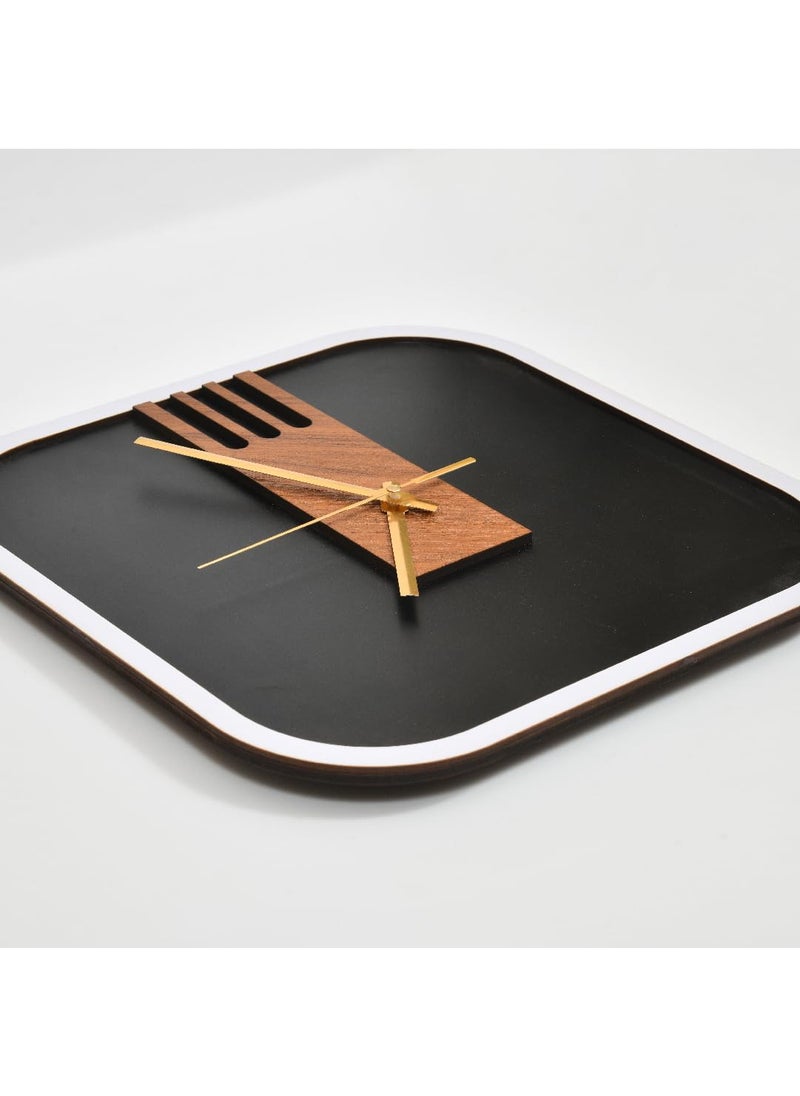 Giftore Modern 12'' Inch Wooden Wall Clock for Living Rooms & Office, Analog Clock Wall Decor Black and Light Wood Tones, Square Shape