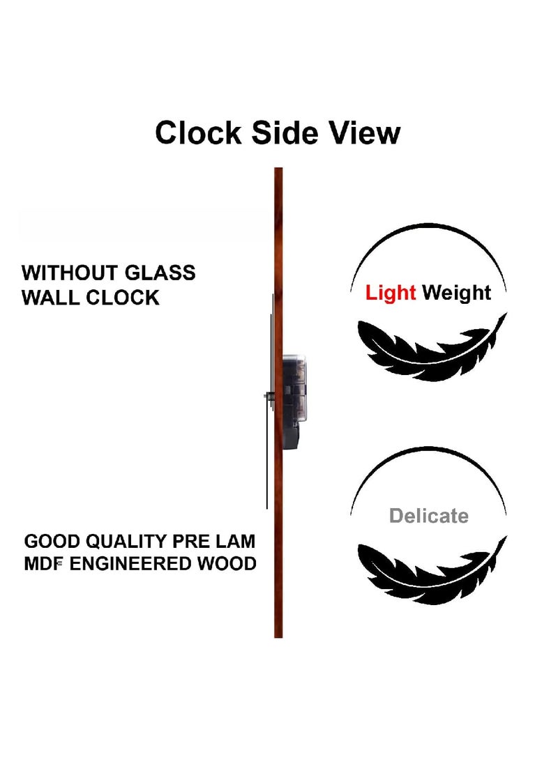 Giftore Designer Wooden Analog Wall Clock for Home Decor and Living Room/ 12'' Inch Wall Clock/ 3D Illusion Flower Design (Black, Brown)