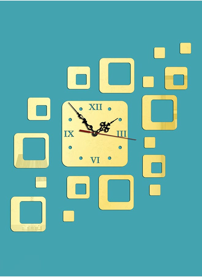 Creative Wall Clock With Sticker Gold 18.2x18.2centimeter