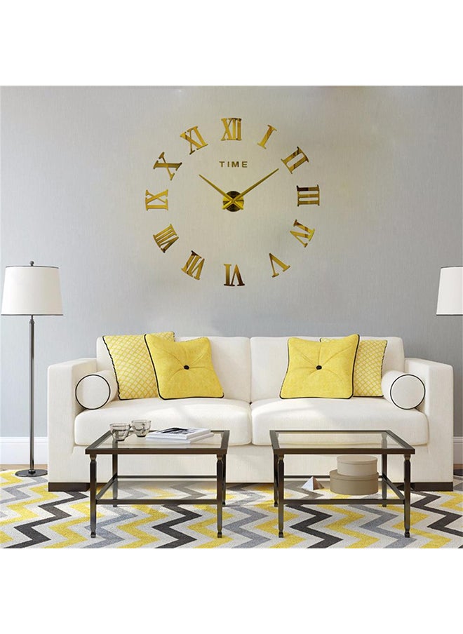 3D DIY Mirror Wall Clock Sticker Gold 60x60centimeter