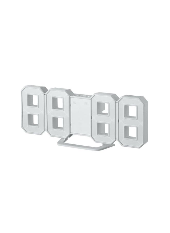 Digital Clock With LED Display White 215x25x85mm