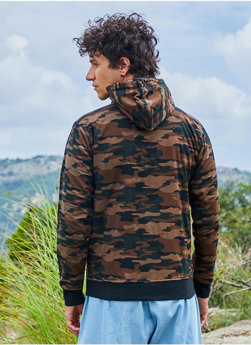 Men's Forest Green Camouflage Hoodie With Insert Pocket