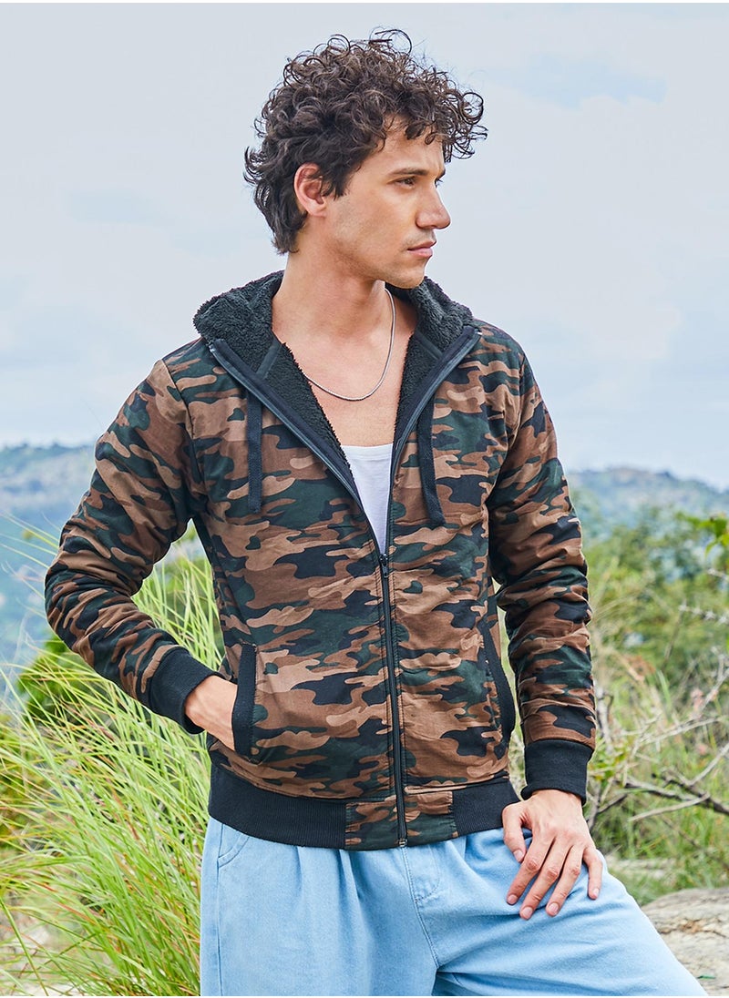 Men's Forest Green Camouflage Hoodie With Insert Pocket