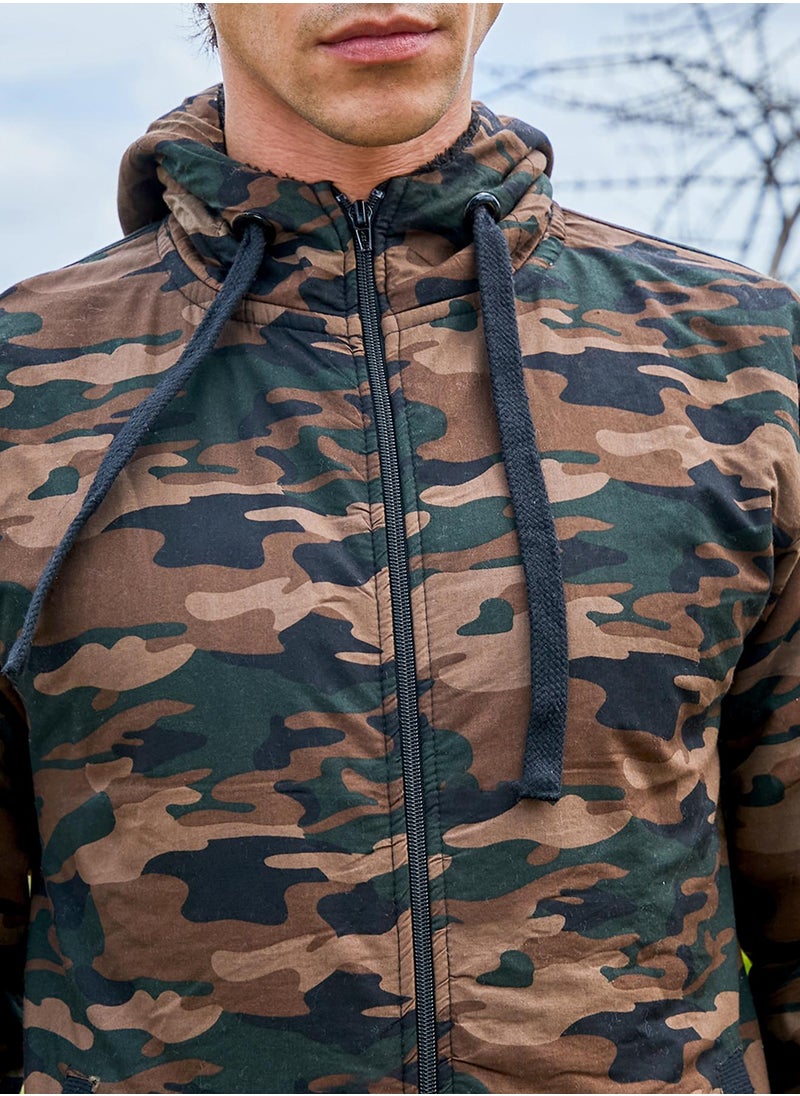 Men's Forest Green Camouflage Hoodie With Insert Pocket