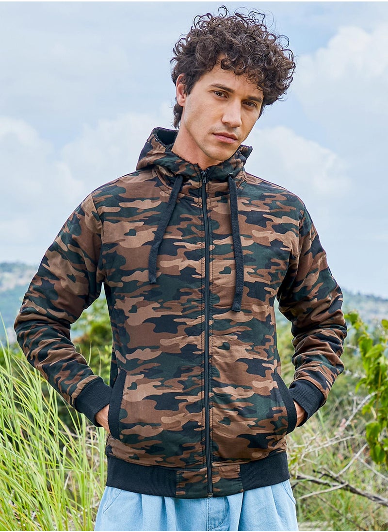 Men's Forest Green Camouflage Hoodie With Insert Pocket