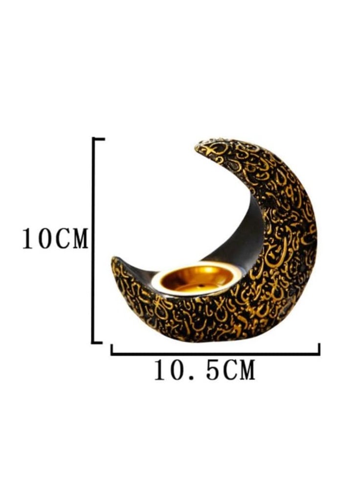 Crescent Resin Incense Burner Arab Ramadan Moon Crescent Incense Holder EID Middle East Aromatherapy Stove Muslim Candle Lamps Aroma Oil Diffuser Desktop Ornament Home Office Living Room Decor Gift