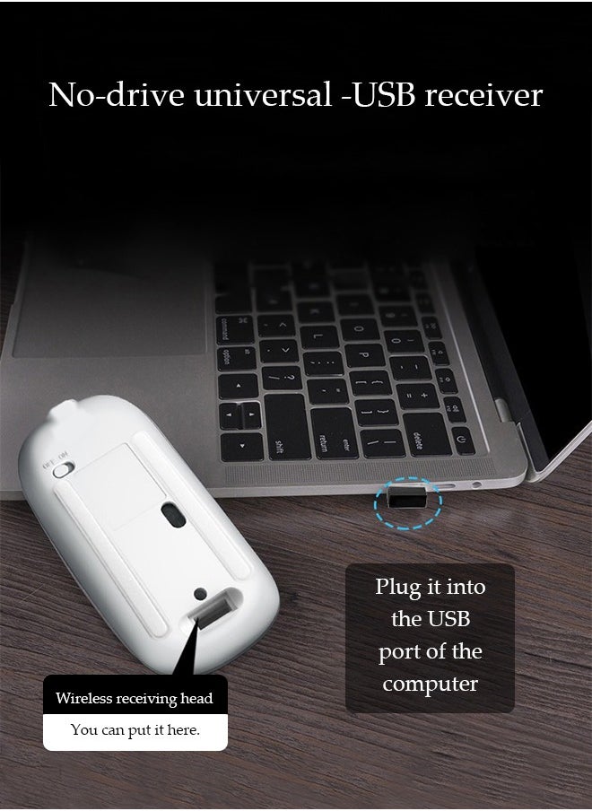 Rechargeable Bluetooth Mouse for MacBook pro/MacBook air/Laptop/iMac/ipad, Wireless Mouse for MacBook pro MacBook Air/iMac/Laptop/Notebook/pc(Bluetooth Mouse/White)