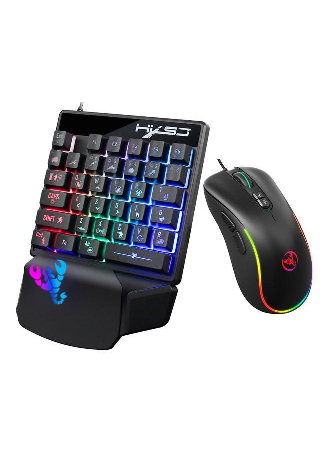 Wired RGB Gaming Mouse 35 Keys Single-Hand Gaming Keyboard Portable Android Keyboard Mouse, Programmable Gaming Mouse+one-handed Game Keyboard