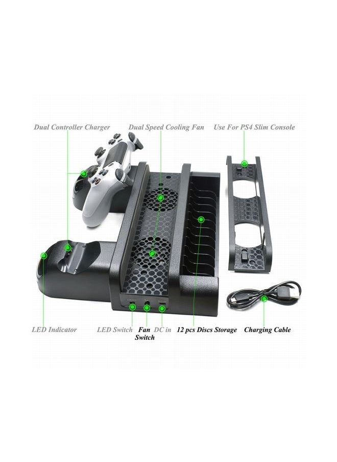Multifunction Vertical Cooler With Wired Charging Dock For PS4/PS4 Slim/PS4 Pro