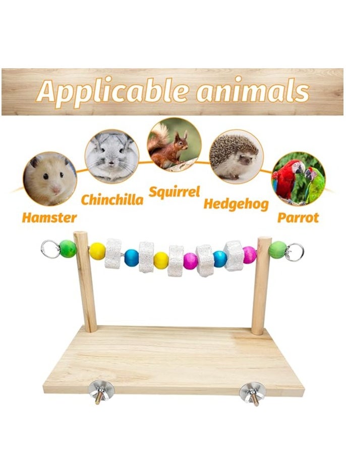 Pet Wood ledges Platform, Wooden Chinchilla Ledges Platform with Lava Ledge Blocks Chew Toys Pet Cage Resting Wooden Shelf Chinchilla Cage Accessories for Hamster -s Chinchilla Parrot Chipmunk Squir