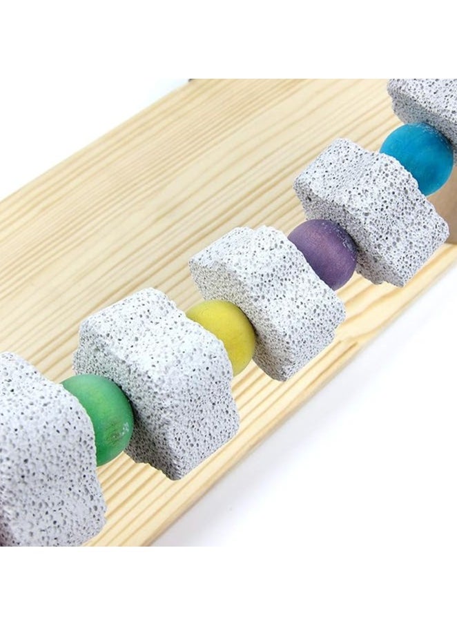 Pet Wood ledges Platform, Wooden Chinchilla Ledges Platform with Lava Ledge Blocks Chew Toys Pet Cage Resting Wooden Shelf Chinchilla Cage Accessories for Hamster -s Chinchilla Parrot Chipmunk Squir